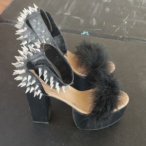 Black Spiked Platform Heels
